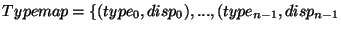 $Typemap = \{(type_0, disp_0),..., (type_{n-1},disp_{n-1}$